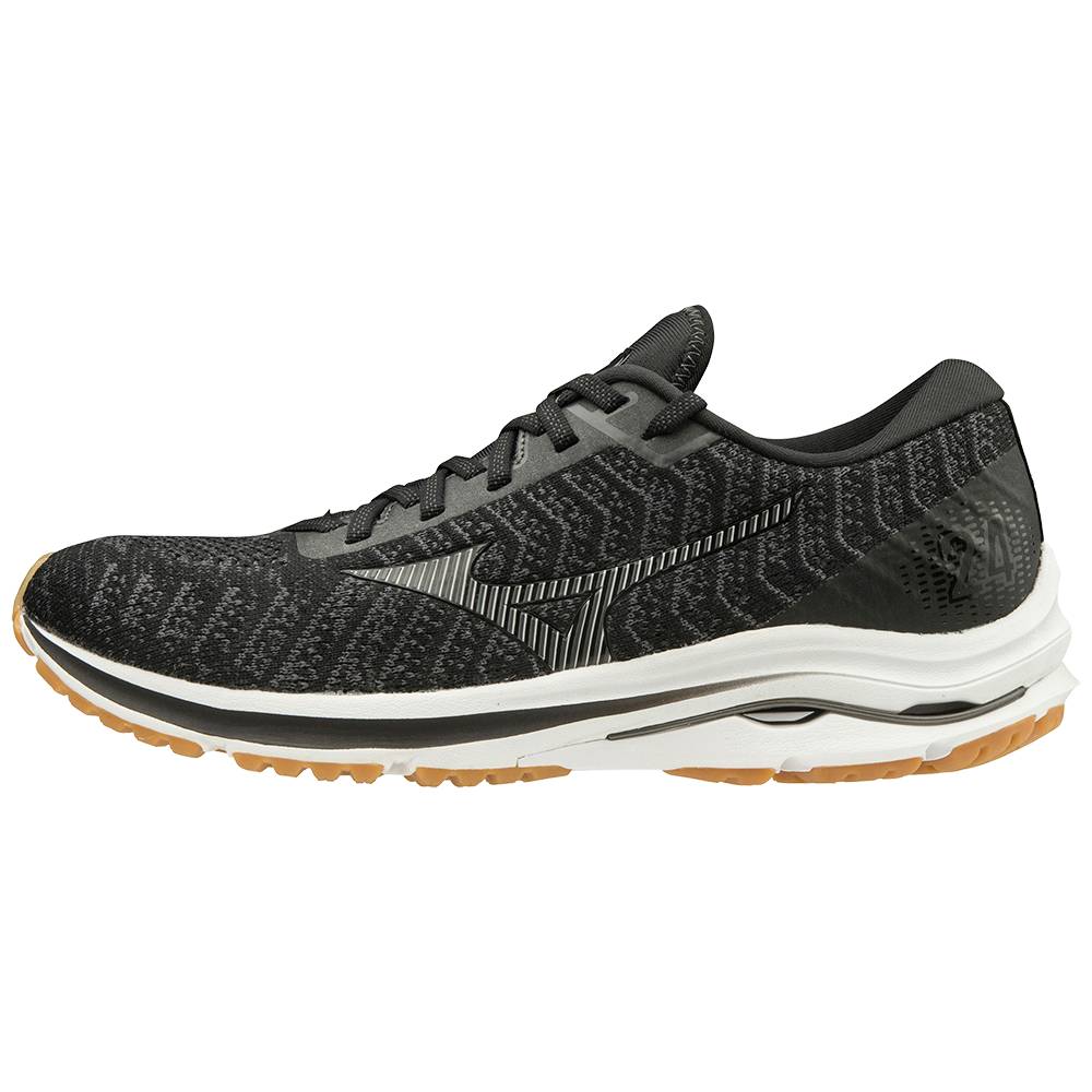 Sapatilhas Running Mizuno Wave Rider 24 WAVEKNIT™ - Homem - Pretas/Cinzentas Escuro - MQROH7463